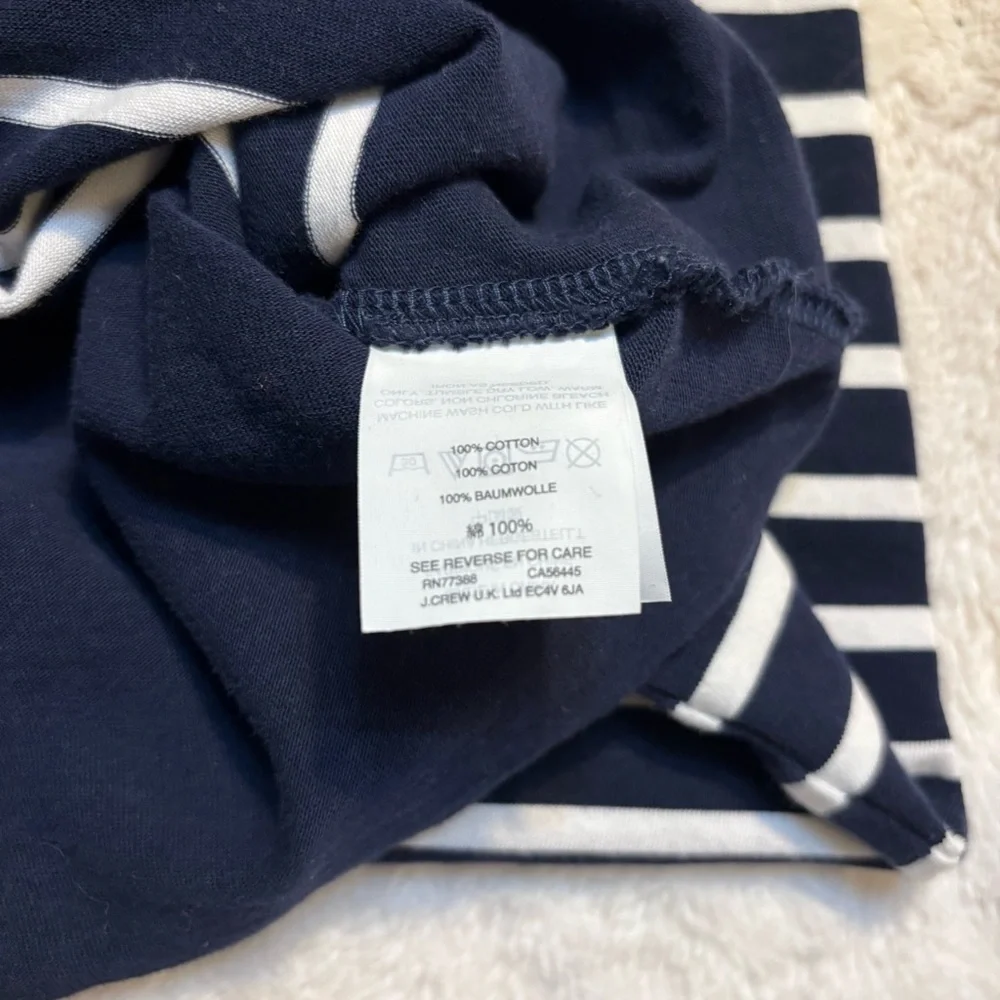 J. Crew Dress XS Navy White Nautical Striped Mini T-Shirt Dress Short Slv Cotton